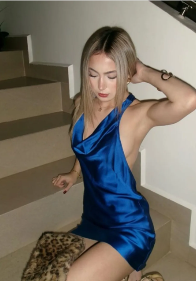 Stunning Royal Blue Halter Neck Satin 17th Birthday Homecoming Dress