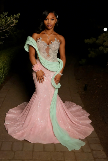 Luxurious Mint Green Mermaid Strapless Sequined Prom Dress Evening Dress