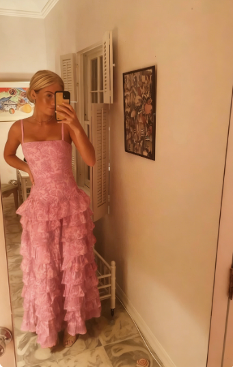 Popular Spaghetti Straps Floor Length Prom Dress New Fashion Tiered Evening Dress