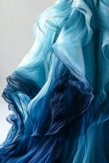 Vintage Ombre Blue Tulle Off The Shoulder Evening Dress,Formal Birthday Ball Gown