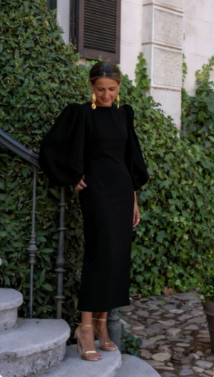 Simple Puff Sleeves Prom Dress For Women, Wedding Guest Outfit