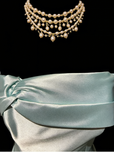 Simple Green Strapless Satin Prom Dress,Long Party Evening Dress