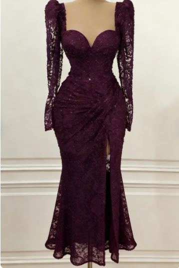 Royal Blue Vintage Prom Dress Long Sleeves Evening Dress