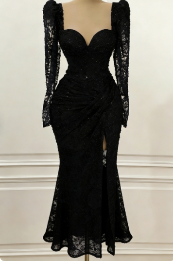 Royal Blue Vintage Prom Dress Long Sleeves Evening Dress
