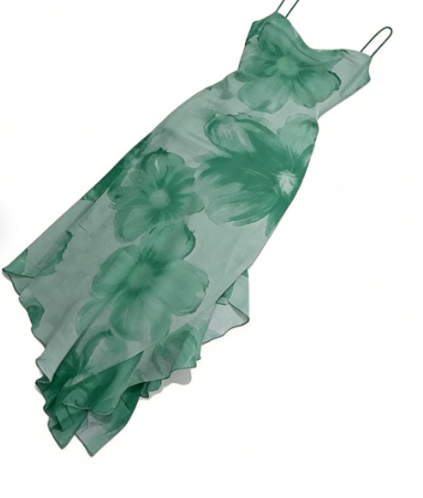 Flowy Chiffon Printed Strapless 19th Birthday Homecoming Dress