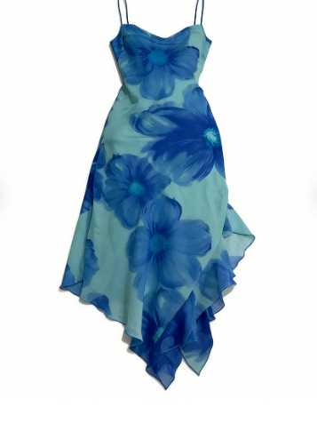 Flowy Chiffon Printed Strapless 19th Birthday Homecoming Dress