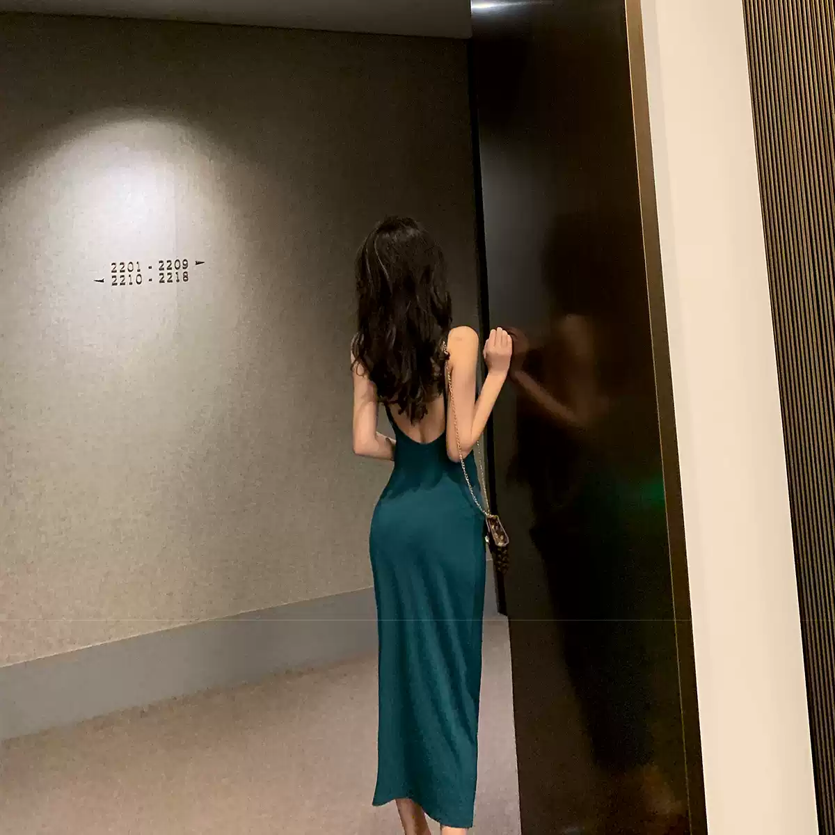 Simple Prom Dress Spaghetti Straps Prom Dress with Slit Backless Party Dress