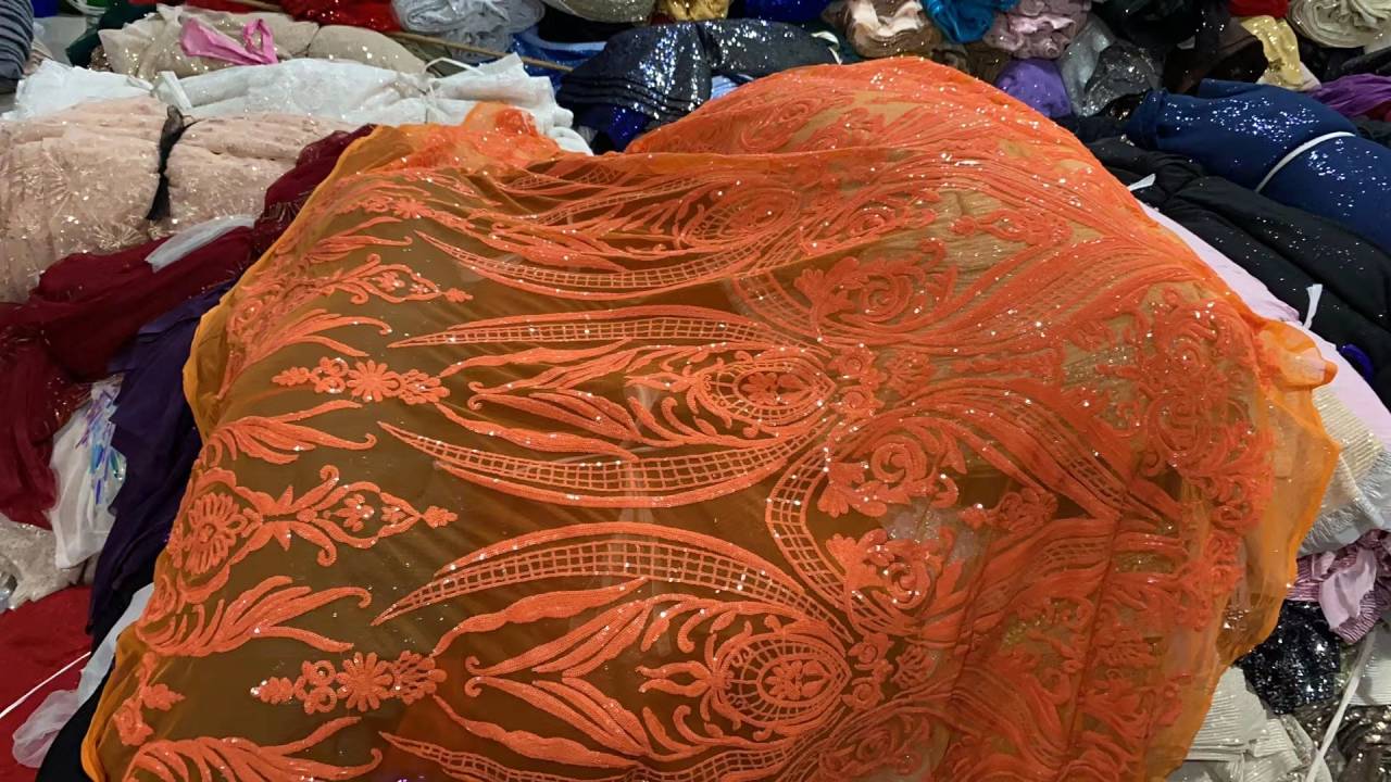 Beautiful Sheer V Neck Orange Prom Dress Lace Applique Orange Evening Dress