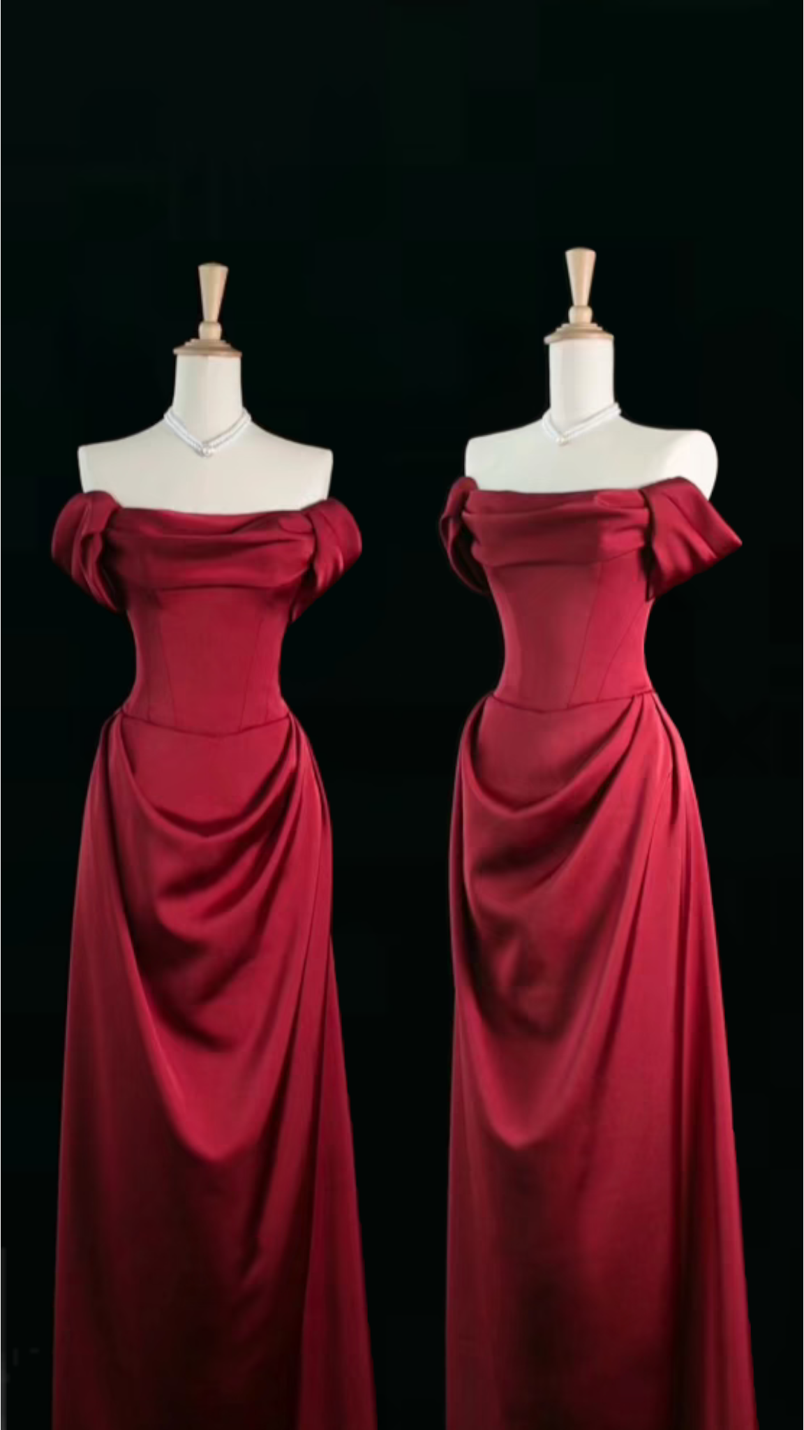 Red Satin Long A Line Prom Dress Red Evening Dress