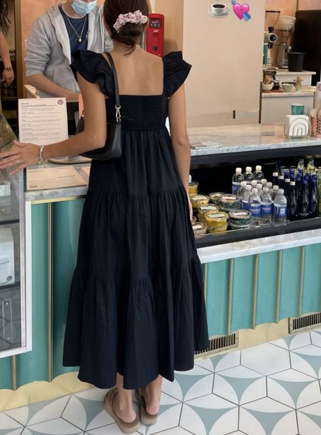 Women's loose summer dress with straps dress, wedding ruffled casual dress