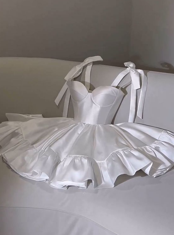 White Homecoming Dress Short Party Dress