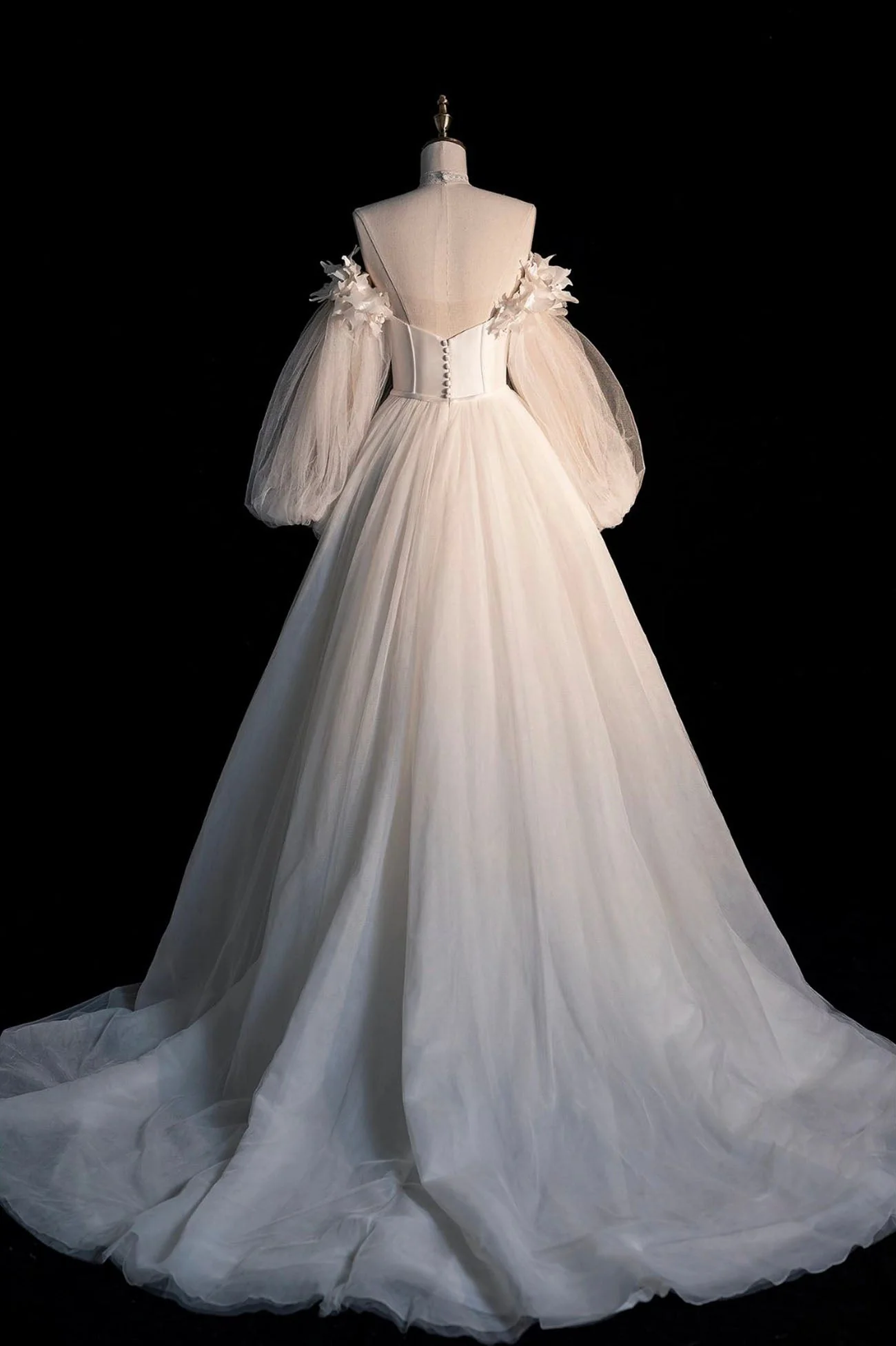 Tulle Long Sleeve Prom Dress, Off the Shoulder Evening Dress