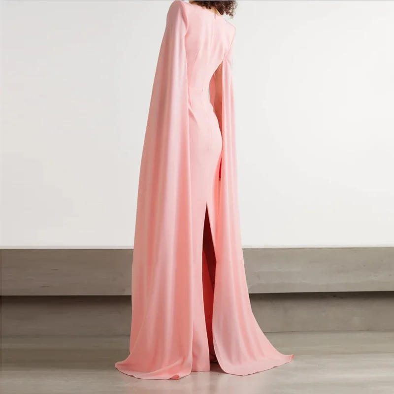 Women's Square Neck Evening Dress Long Sleeve New Fashion Gown