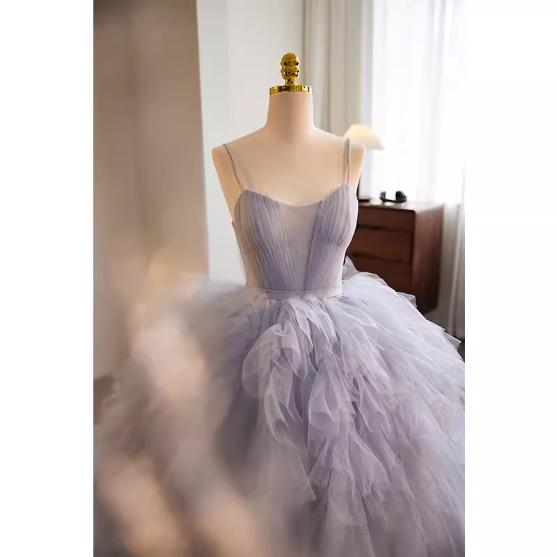 Stunning Ball Gown Spaghetti Straps Tulle Lavender Sweet 16 Dresses
