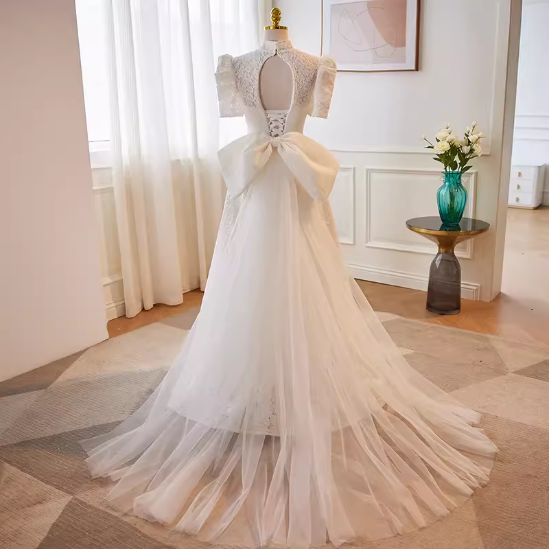 Vintage Ball Gown White Lace Long Wedding Dresses