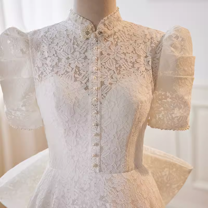 Vintage Ball Gown White Lace Long Wedding Dresses