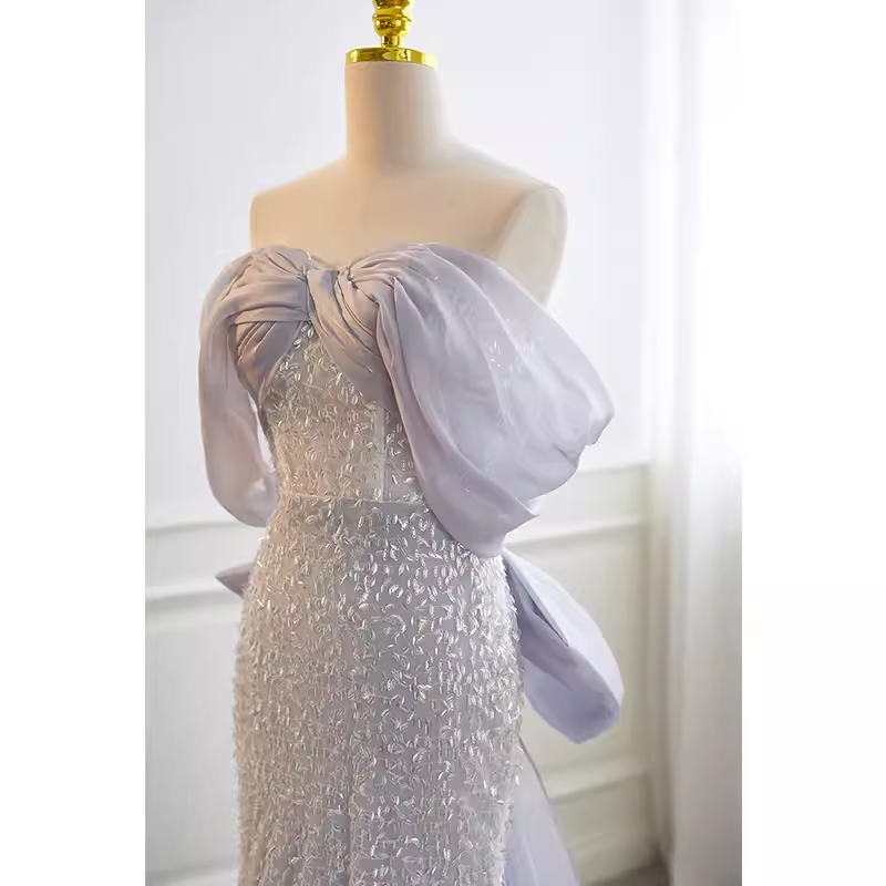 Sparkly Mermaid Blue Sequin Long Prom Dress