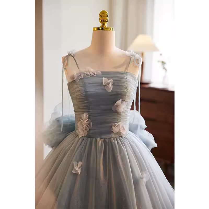 Vintage Ball Gown Strapless Tulle Gray Sweet 16 Dresses