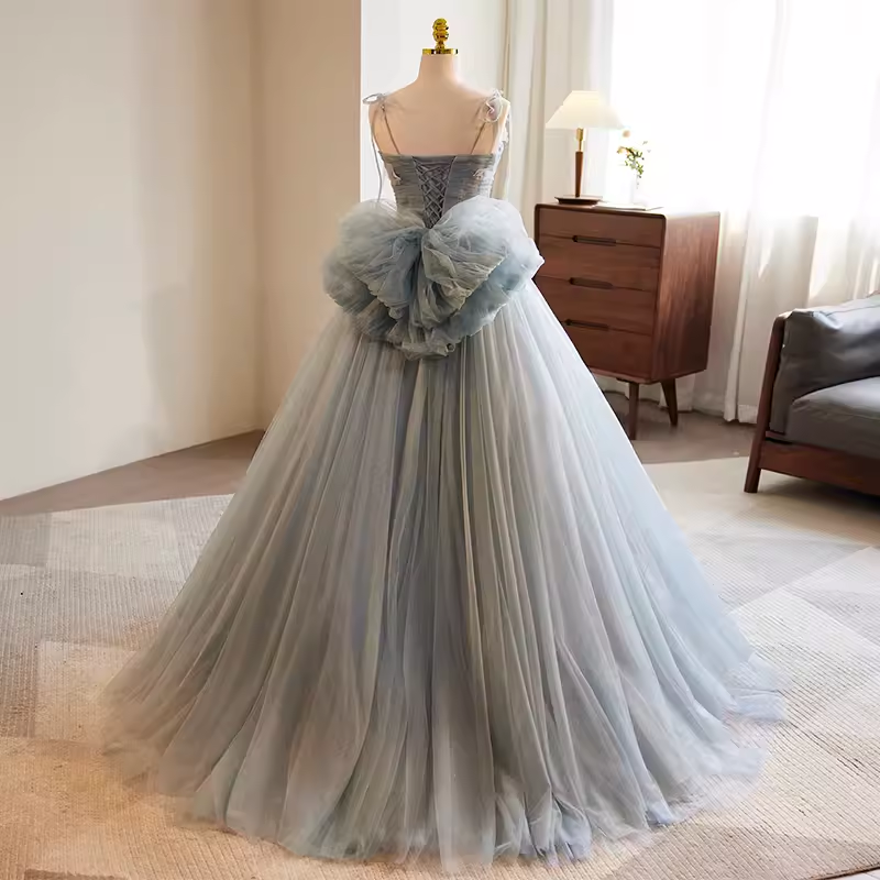 Vintage Ball Gown Strapless Tulle Gray Sweet 16 Dresses