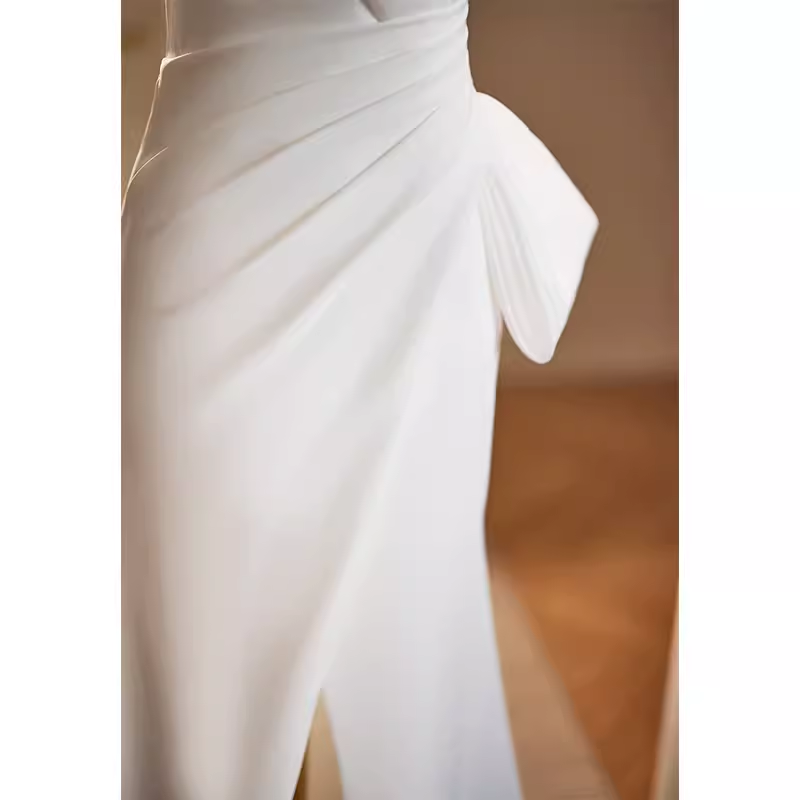 Vintage Mermaid Straps White Satin Long Wedding Dresses