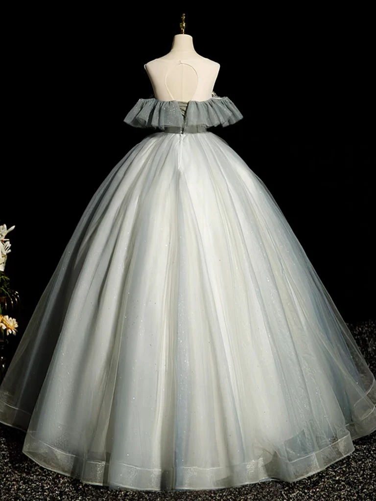 Vintage Ball Gown Tulle Sequin Lace Long Evening Dress Sweet 16 Dress