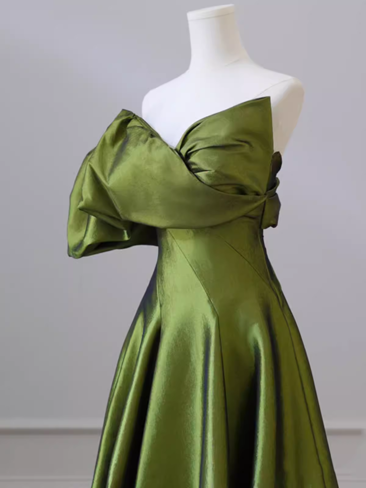 A-Line Strapless Green Long Prom Dress
