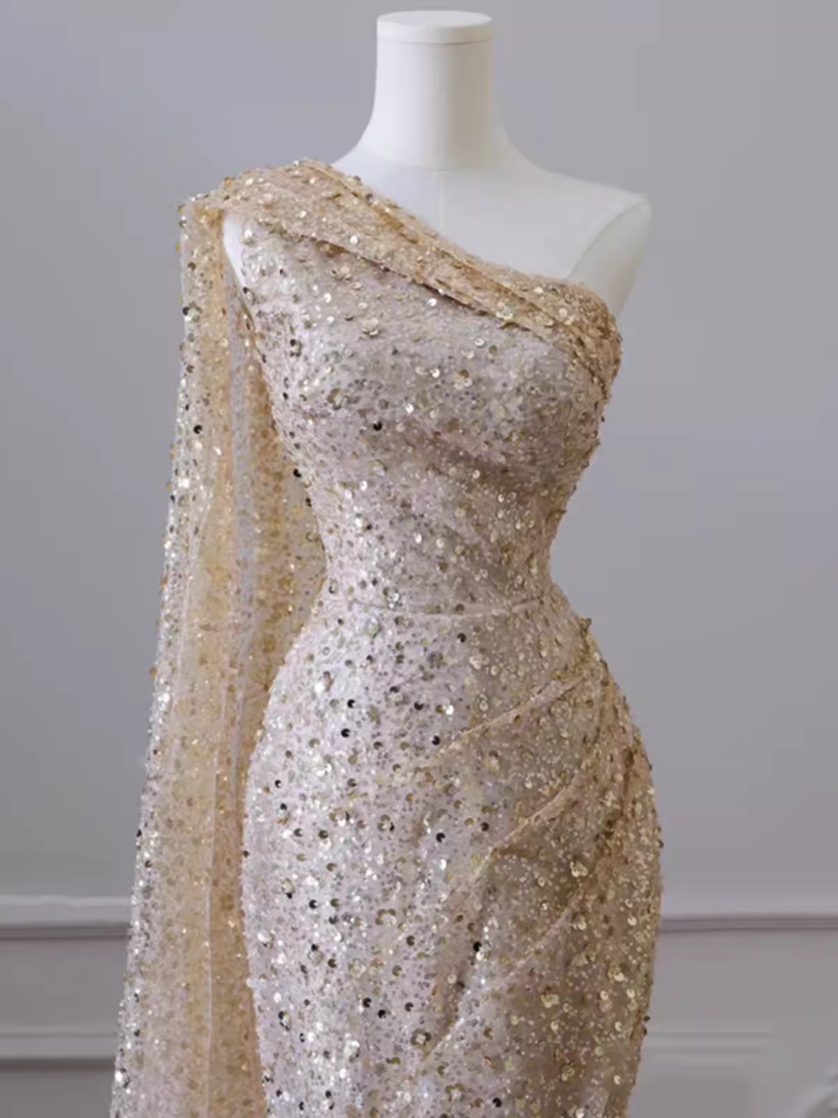 Mermaid One Shoulder Sequin Long Prom Dress