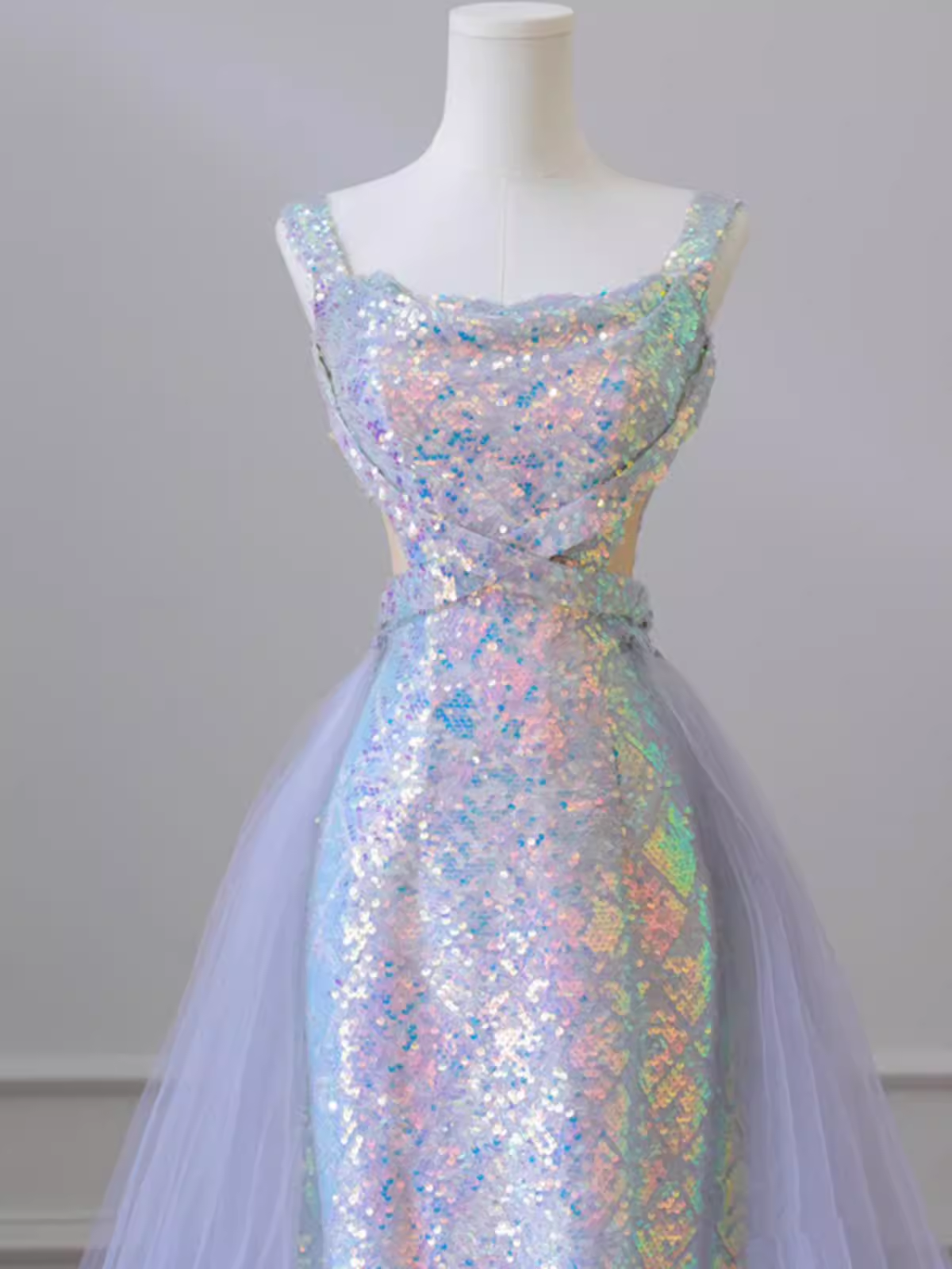 Sparkly Mermaid Straps Sequin Long Prom Dress