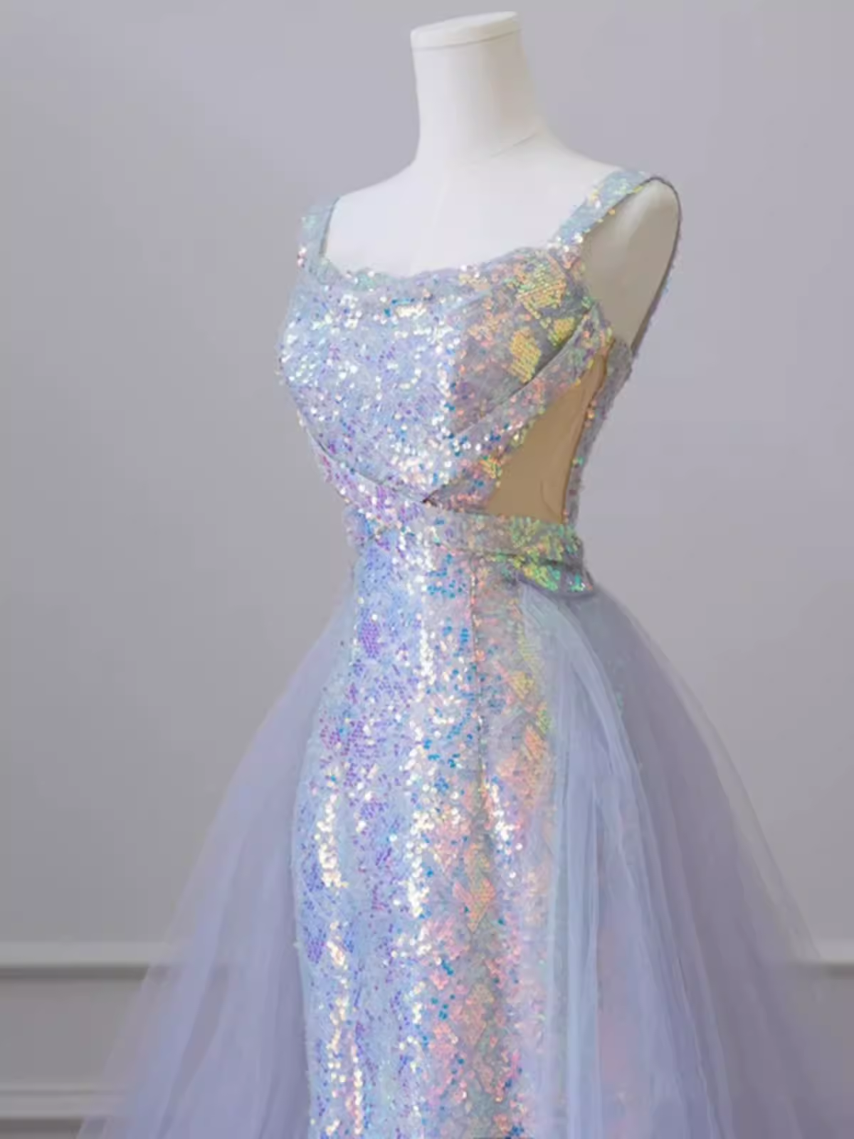 Sparkly Mermaid Straps Sequin Long Prom Dress