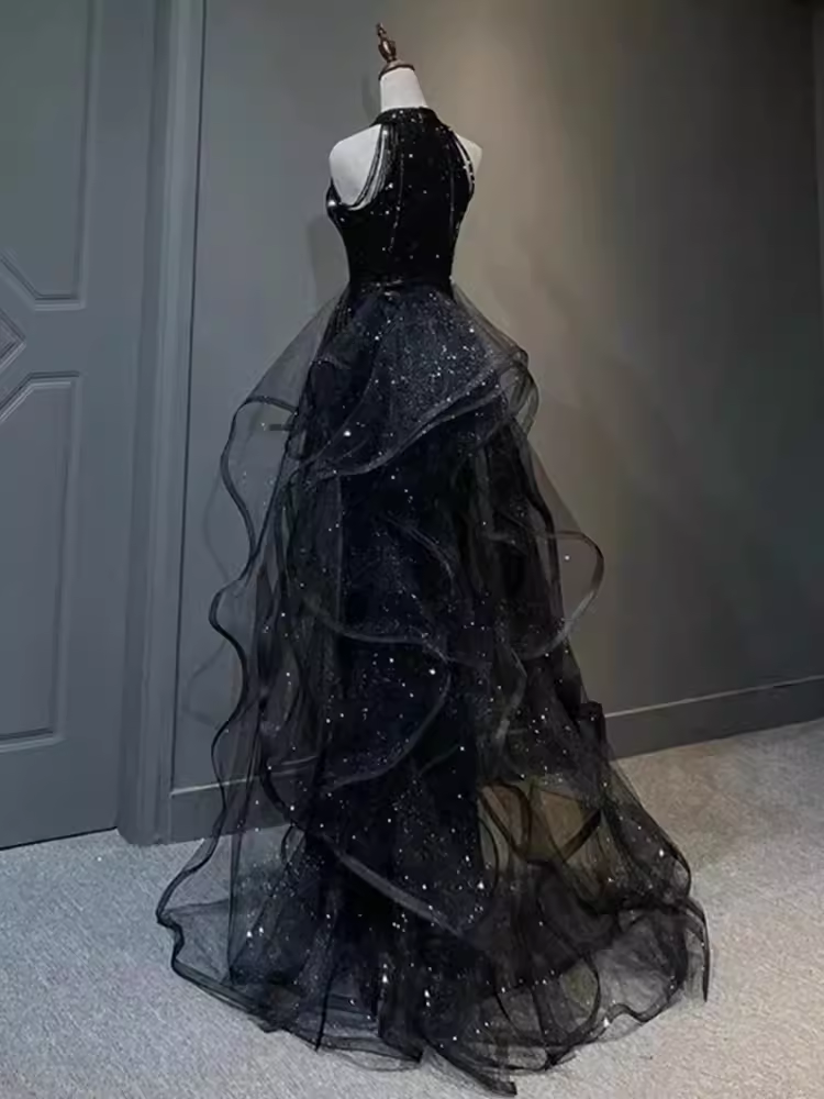 Sparkly Mermaid Sequin Black Long Prom Dress