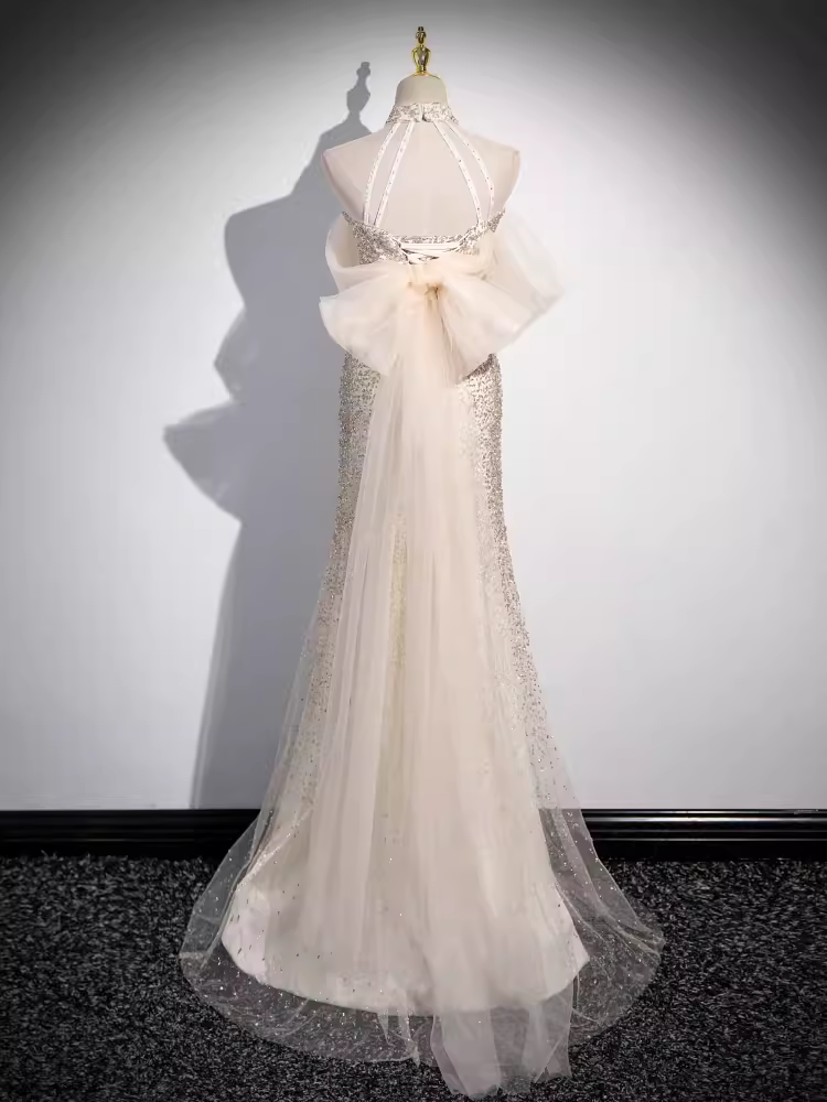 Mermaid High Neckline Sequin Long Prom Dress
