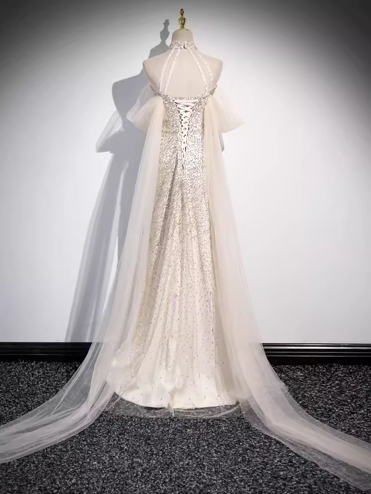 Mermaid High Neckline Sequin Long Prom Dress