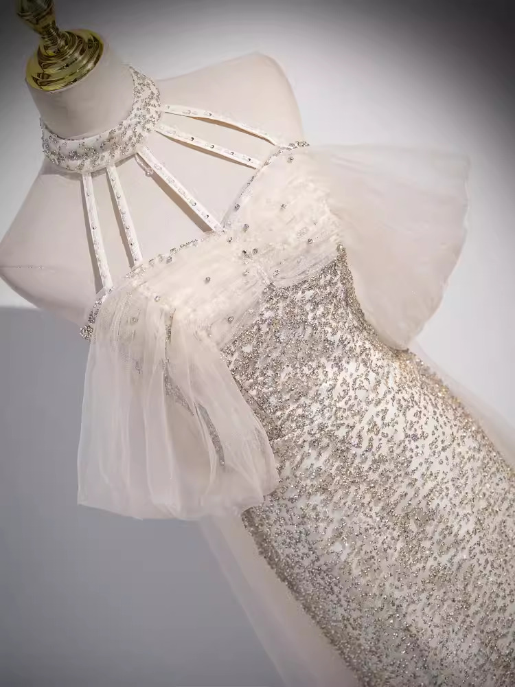 Mermaid High Neckline Sequin Long Prom Dress