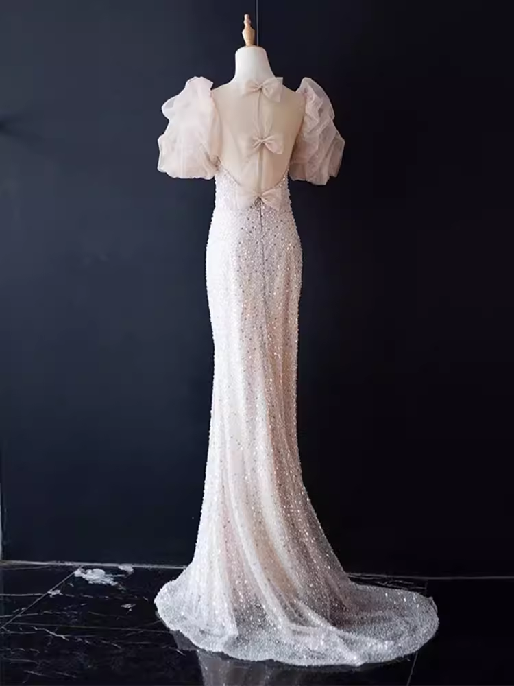 Sparkly Mermaid Light Pink Long Prom Dress