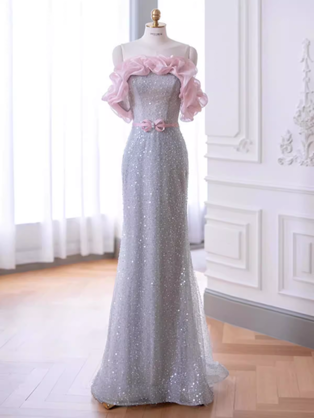 Mermaid Strapless Sequin Long Prom Dress