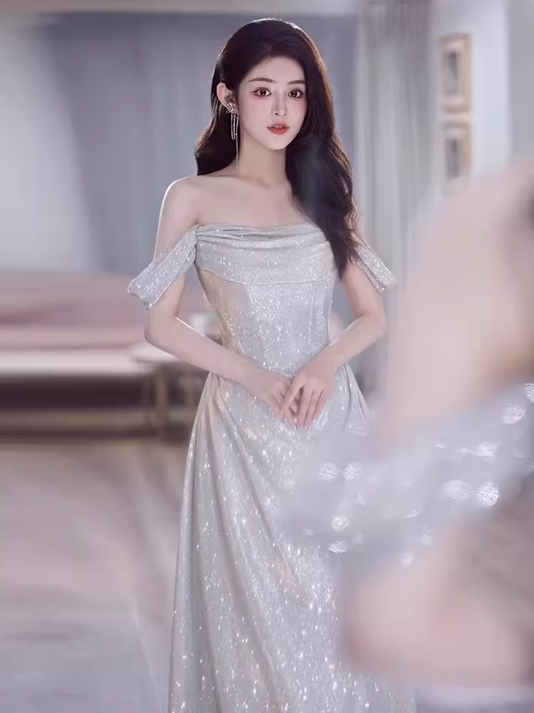 Mermaid Off The Shoulder Sequin Long Prom Dress