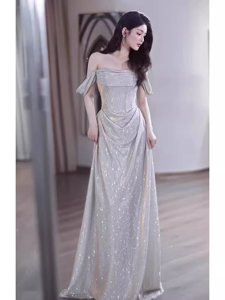 Mermaid Off The Shoulder Sequin Long Prom Dress