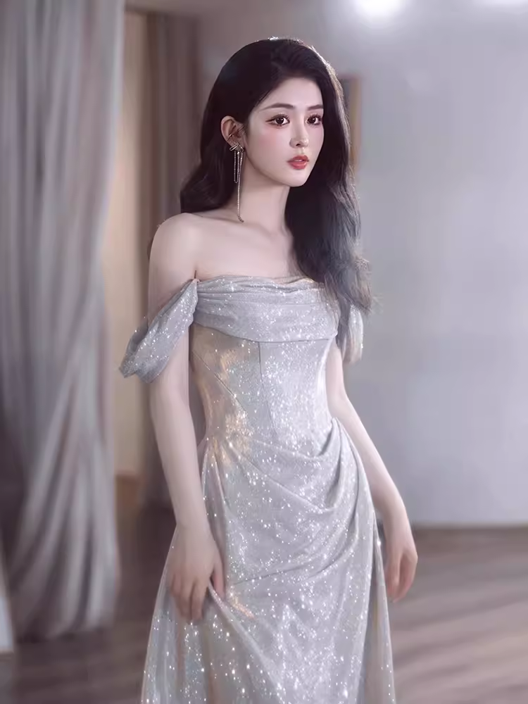 Mermaid Off The Shoulder Sequin Long Prom Dress