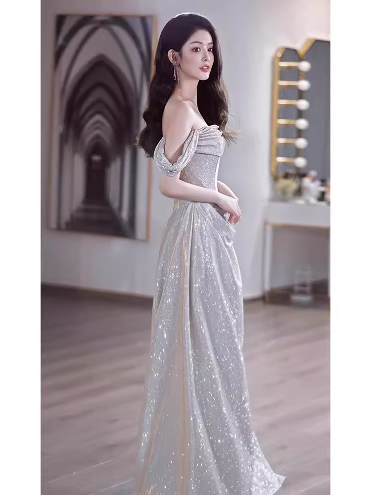 Mermaid Off The Shoulder Sequin Long Prom Dress
