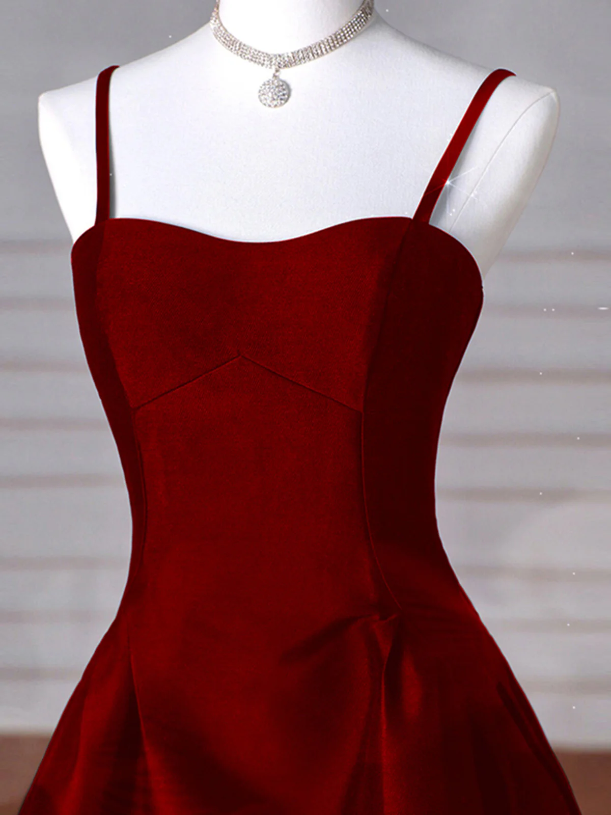 Sexy Wine Red A-Line Straps Satin Long Burgundy Prom Dresses