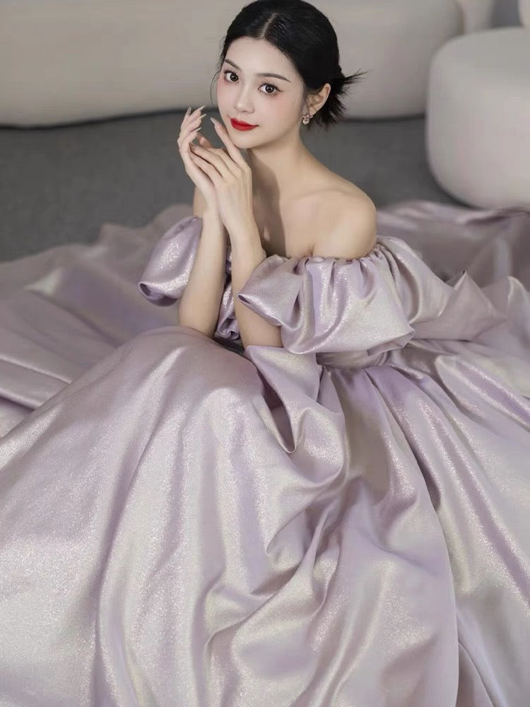 Sexy A Line Off The Shoulder Lilac Long Prom Dresses
