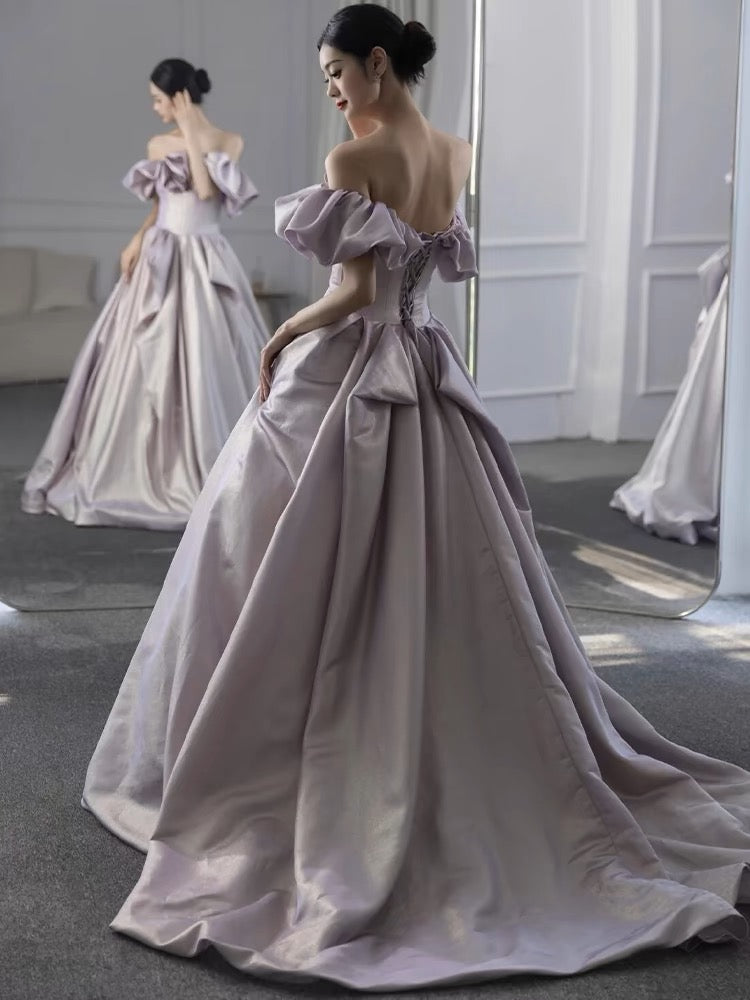 Sexy A Line Off The Shoulder Lilac Long Prom Dresses