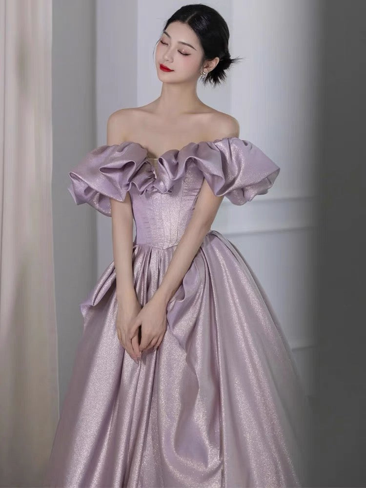Sexy A Line Off The Shoulder Lilac Long Prom Dresses