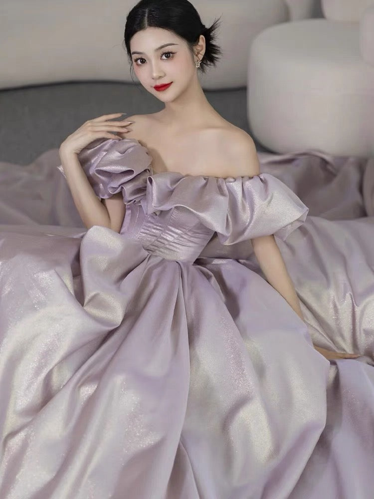 Sexy A Line Off The Shoulder Lilac Long Prom Dresses