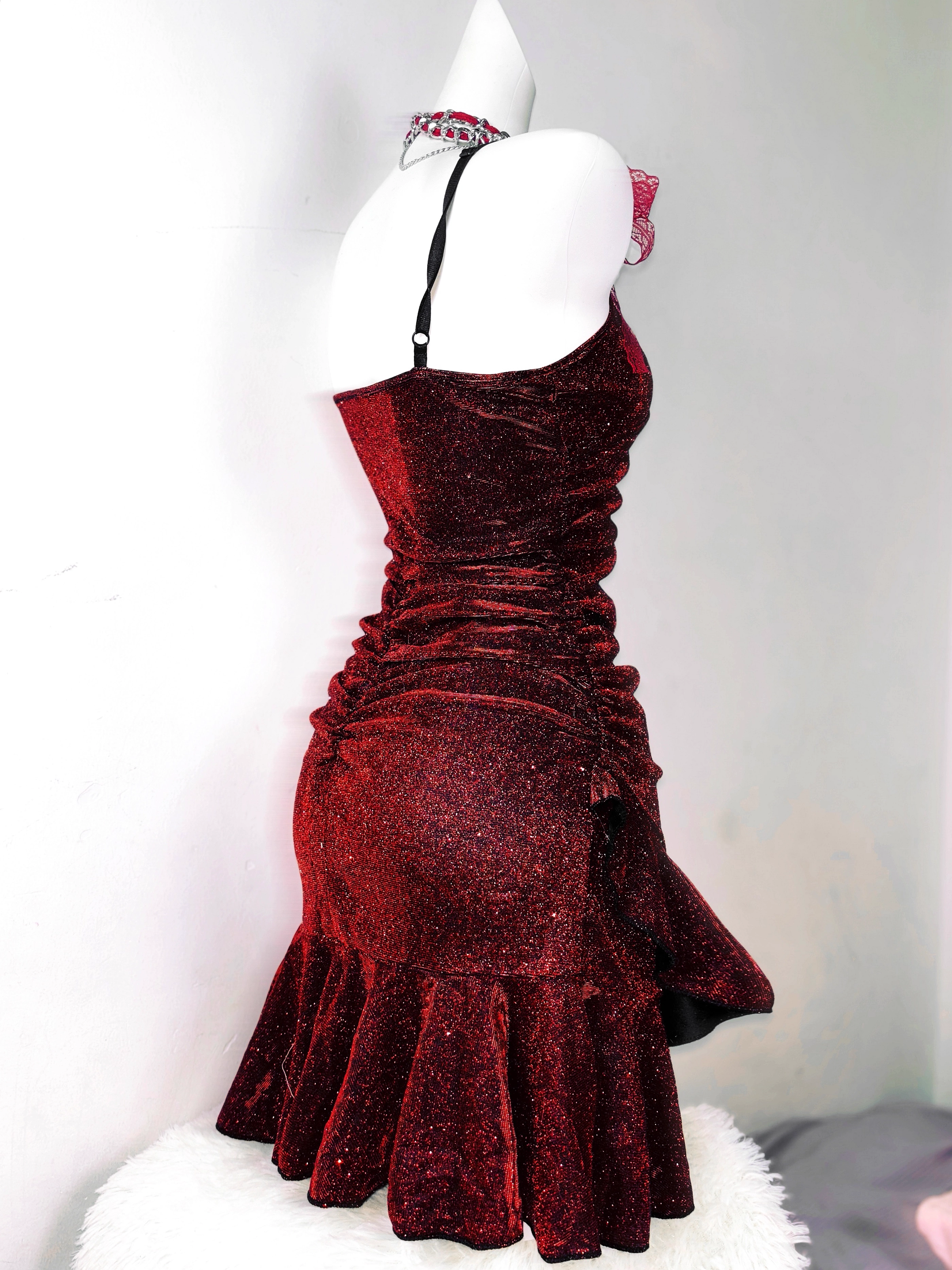 Vintage Spaghetti Straps Burgundy Ruffle Short Homecoming Dress Birthday Outfits
