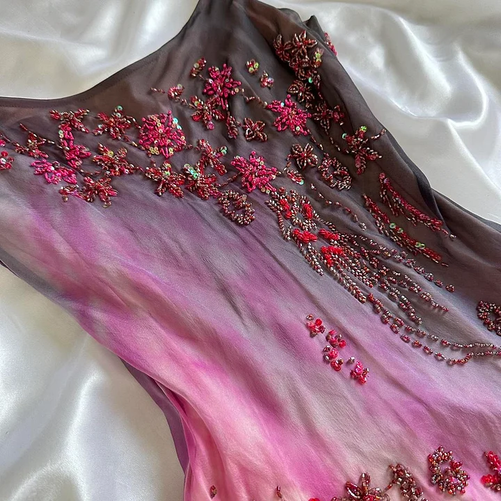 Luxury Chiffon Beaded Mermaid Evening Dress,Spaghetti Straps Party Prom Dress