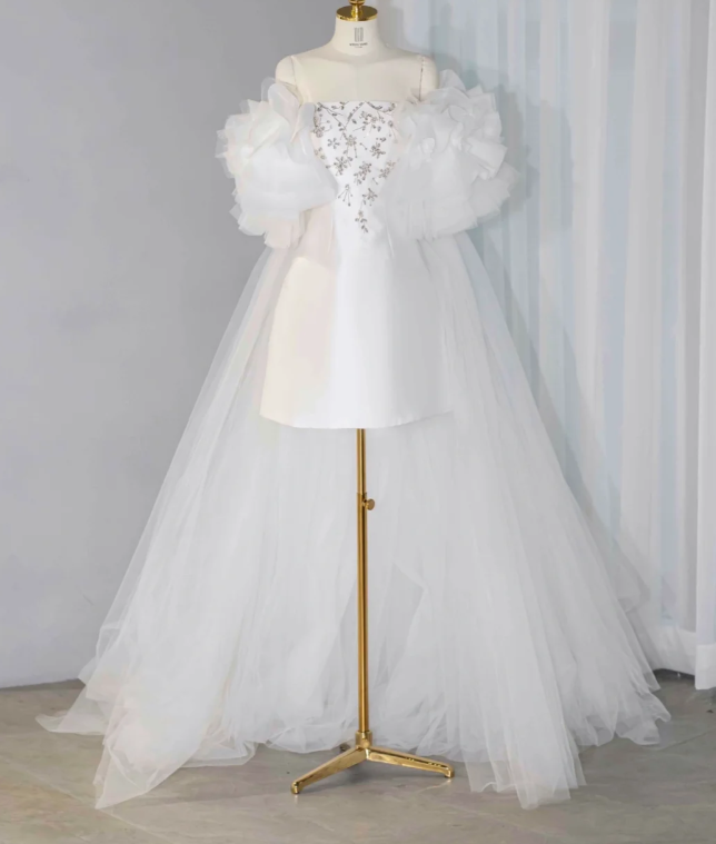 Classy Strapless White A Line Homecoming Dress Mini Party Dress