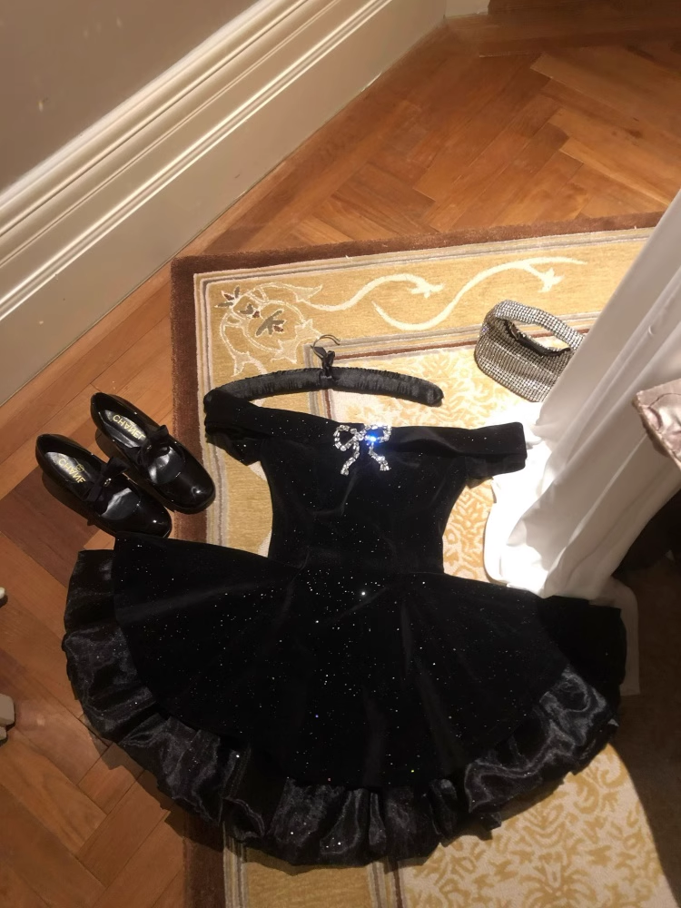 Black Off The Shoulder Velvet Short Party Dress Birthday Dress