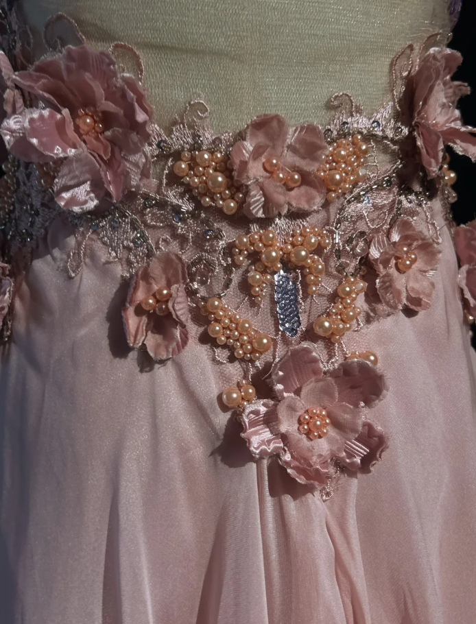 Classy V Neck Chiffon Beaded Appliques Long Evening Dress Pink Mermaid Birthday Prom Gown Formal Wedding Guest Dress