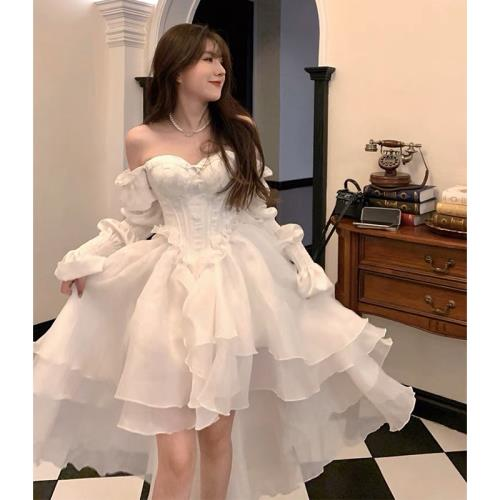 White Tea Break Dress, Tulle Prom Dress Fairy Dress For Women, Victorian Dress, Graduation Dress